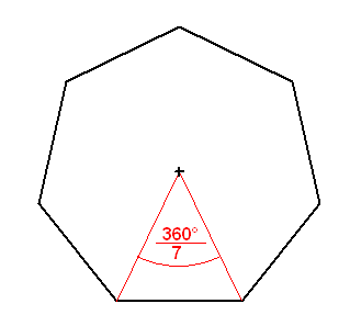 Siebeneck mit Mittelpunktswinkel 360°/7